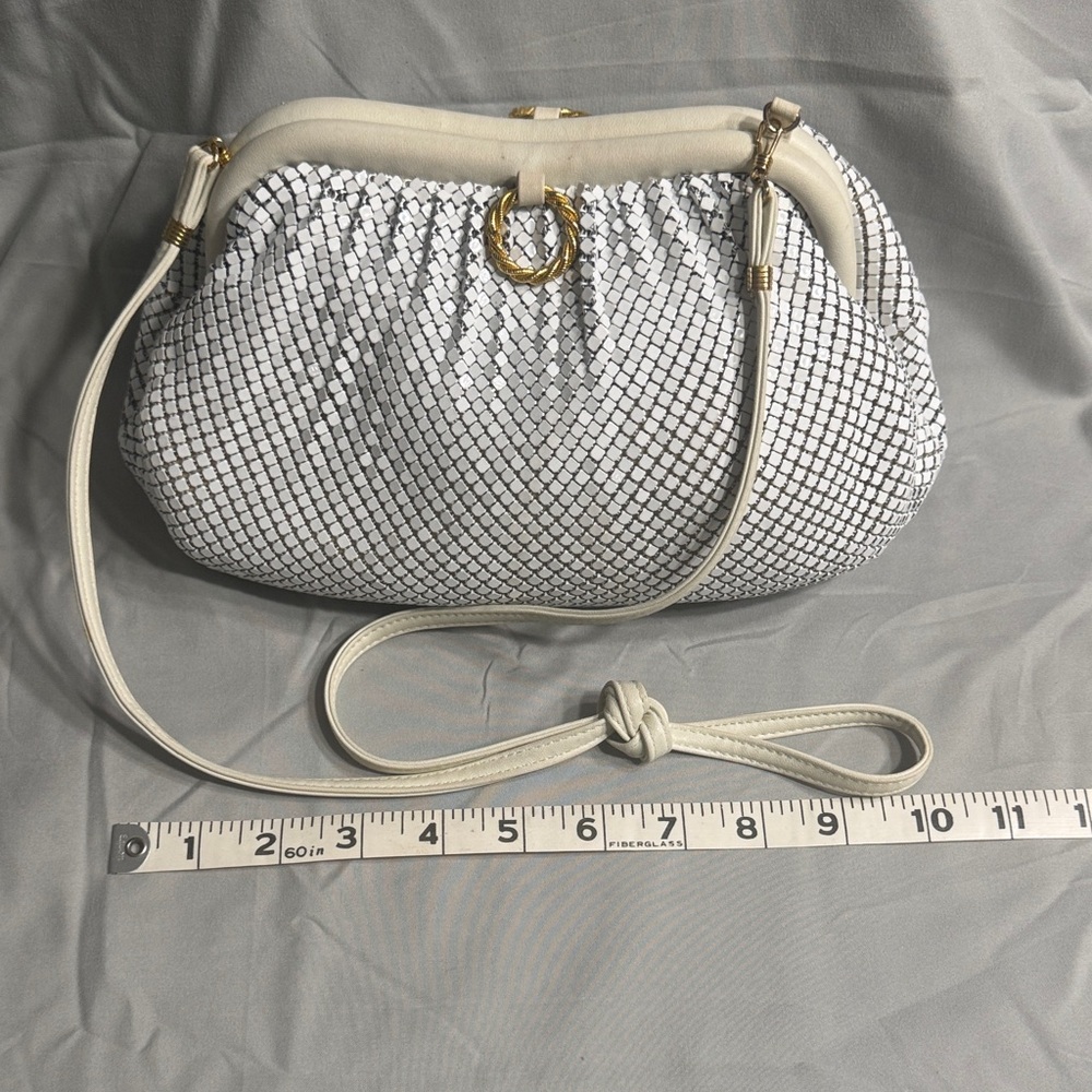 Whiting & Davis White and Gold Clutch